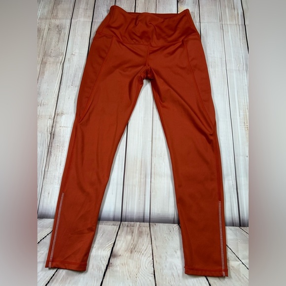 LegEnd Rust Orange High-Waisted Athletic Leggings w/ Pockets. Size Medium. - Picture 1 of 7